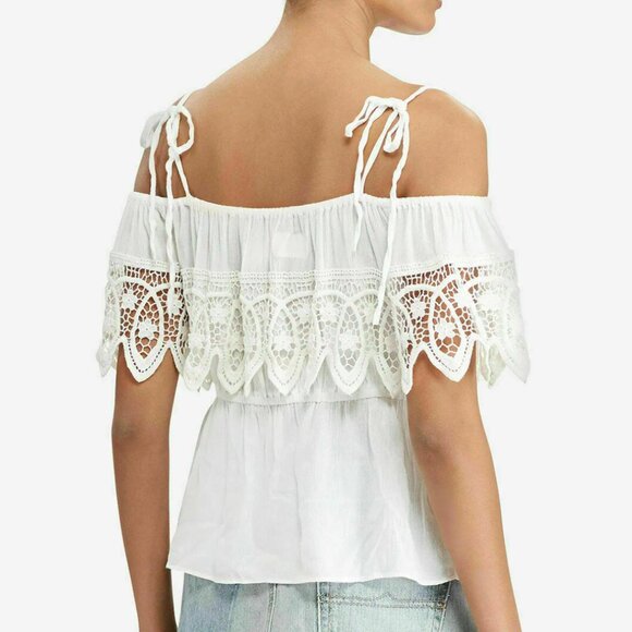 Denim & Supply Ralph Lauren Cotton Crochet Lace Off the Shoulder Top - Picture 2 of 6